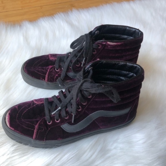 purple velvet vans high tops